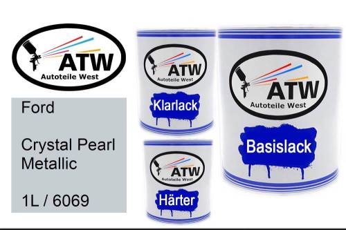 Ford, Crystal Pearl Metallic, 1L / 6069: 1L Lackdose + 1L Klarlack + 500ml Härter - Set, von ATW Autoteile West.